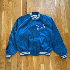 Detroit Lions NFL Locker Line Vintage 80s 90s Satin Bomber Jacket Made in USA L